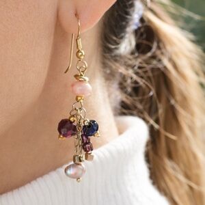 NEW HEALING MAGNETIC Gold and Purple Dangle Earrings